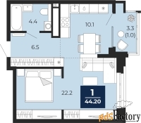 1 - комн.  квартира, 44.2 м², 7/14 эт.