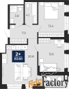 2 - комн.  квартира, 63.6 м², 6/16 эт.