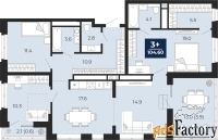 3 - комн.  квартира, 104.6 м², 12/16 эт.