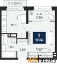 1 - комн.  квартира, 32.66 м², 5/16 эт.