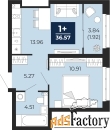 1 - комн.  квартира, 36.57 м², 11/21 эт.