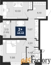 2 - комн.  квартира, 48.48 м², 17/17 эт.