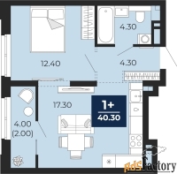 1 - комн.  квартира, 40.3 м², 12/24 эт.