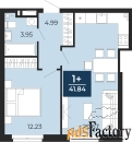 1 - комн.  квартира, 41.84 м², 22/24 эт.