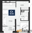 1 - комн.  квартира, 44.8 м², 3/14 эт.