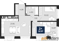 1 - комн.  квартира, 52.96 м², 2/24 эт.