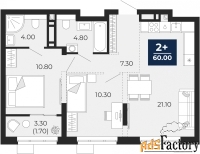 2 - комн.  квартира, 60 м², 14/18 эт.
