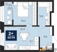 2 - комн.  квартира, 40.7 м², 1/14 эт.