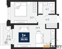 1 - комн.  квартира, 38.9 м², 13/16 эт.