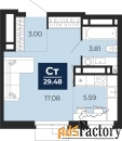 1 - комн.  квартира, 29.48 м², 18/18 эт.