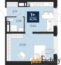 1 - комн.  квартира, 41.74 м², 8/12 эт.