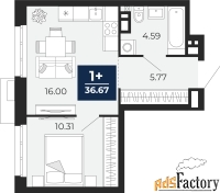 1 - комн.  квартира, 36.67 м², 3/4 эт.