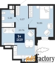 1 - комн.  квартира, 49.57 м², 6/12 эт.