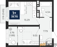 1 - комн.  квартира, 39.7 м², 15/17 эт.
