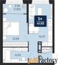 1 - комн.  квартира, 41.93 м², 2/9 эт.