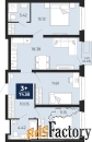 3 - комн.  квартира, 74.58 м², 2/14 эт.