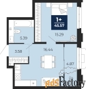 1 - комн.  квартира, 45.57 м², 2/14 эт.