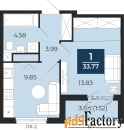 1 - комн.  квартира, 33.77 м², 4/17 эт.