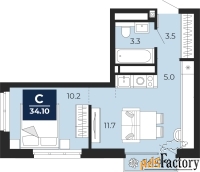1 - комн.  квартира, 34.1 м², 15/18 эт.