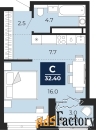 1 - комн.  квартира, 32.4 м², 18/25 эт.