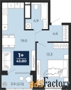 1 - комн.  квартира, 43.8 м², 11/14 эт.