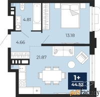 1 - комн.  квартира, 44.52 м², 3/12 эт.