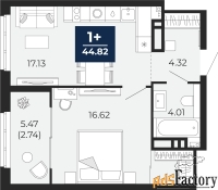 1 - комн.  квартира, 44.82 м², 7/21 эт.