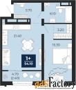 1 - комн.  квартира, 54.1 м², 19/24 эт.