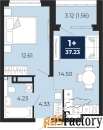 1 - комн.  квартира, 37.23 м², 19/22 эт.
