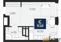 1 - комн.  квартира, 31.5 м², 17/20 эт.