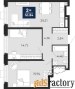 2 - комн.  квартира, 63.84 м², 3/12 эт.