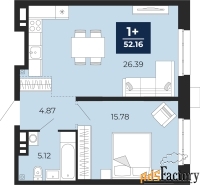 1 - комн.  квартира, 52.16 м², 2/18 эт.