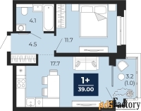 1 - комн.  квартира, 39 м², 3/14 эт.