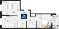 2 - комн.  квартира, 59.5 м², 15/18 эт.