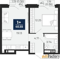 1 - комн.  квартира, 40.55 м², 5/9 эт.