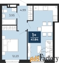 1 - комн.  квартира, 41.84 м², 23/24 эт.