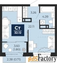 1 - комн.  квартира, 32.12 м², 8/9 эт.