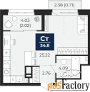 1 - комн.  квартира, 34.8 м², 11/16 эт.