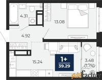1 - комн.  квартира, 39.29 м², 8/22 эт.
