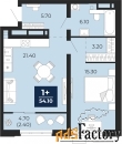 1 - комн.  квартира, 54.1 м², 8/24 эт.