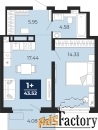 1 - комн.  квартира, 43.52 м², 13/22 эт.