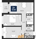 2 - комн.  квартира, 63.68 м², 10/22 эт.