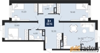 3 - комн.  квартира, 95.7 м², 9/18 эт.