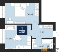 1 - комн.  квартира, 41.85 м², 8/8 эт.