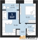 1 - комн.  квартира, 37.67 м², 8/12 эт.