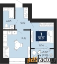 1 - комн.  квартира, 37.41 м², 4/12 эт.