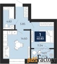 1 - комн.  квартира, 38.73 м², 8/12 эт.