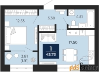1 - комн.  квартира, 41.83 м², 5/10 эт.