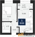 1 - комн.  квартира, 37.69 м², 5/10 эт.