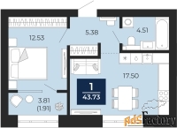 1 - комн.  квартира, 41.83 м², 10/10 эт.